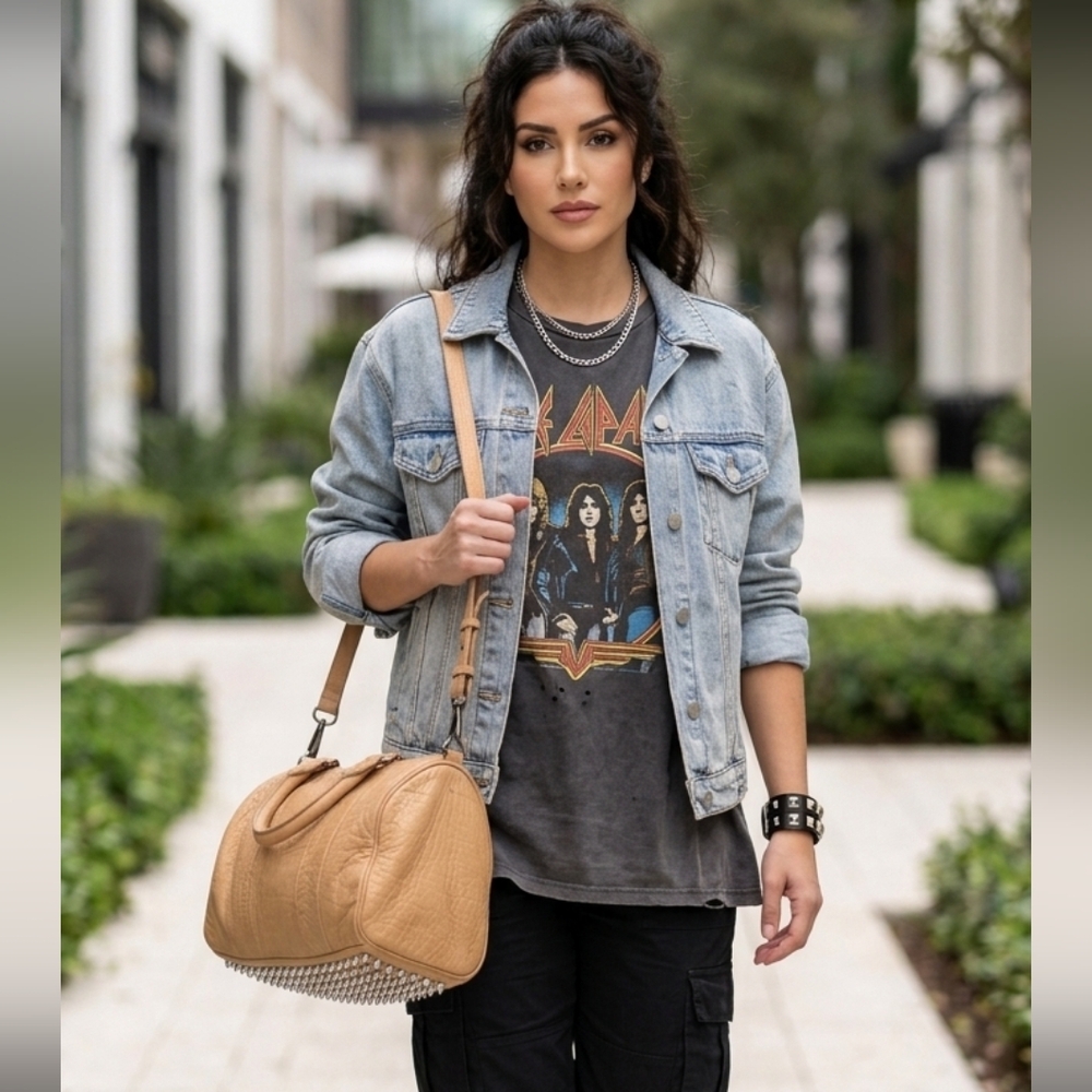 ALEXANDER WANG TAUPE LEATHER ROCCO TOP HANDLE SHOULDER STRAP BAG - Picture 2 of 10